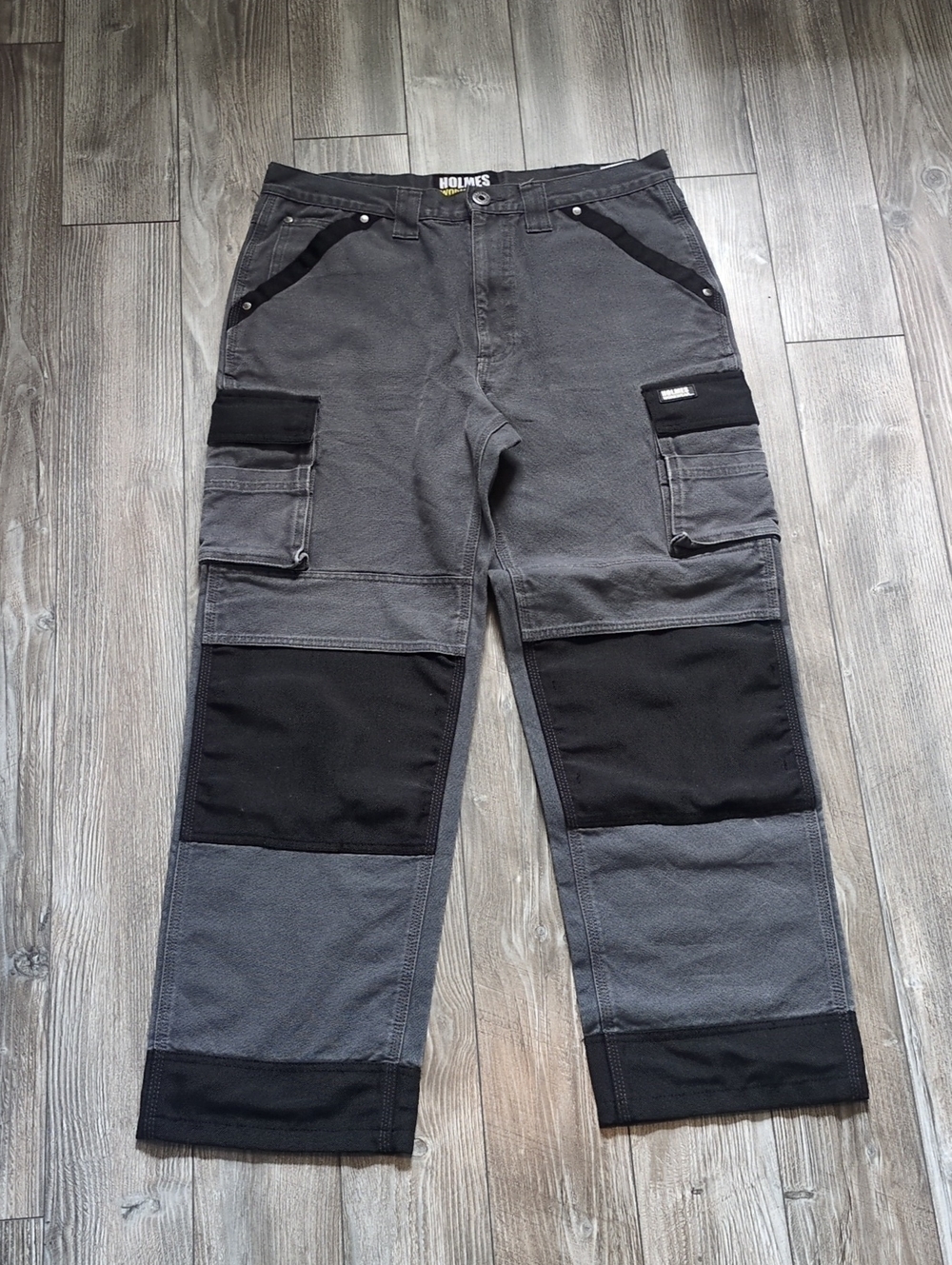 Men’s Two-Tone Work Cargo Pants - Gray/Black